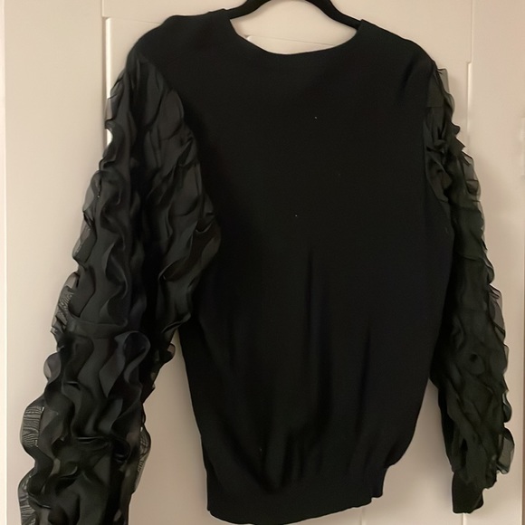 Super cute Flawless brand black knit top with sheer embellished sleeves. Size L - Picture 6 of 7